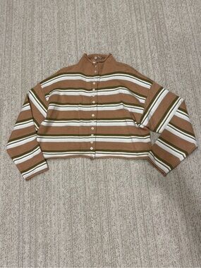 Altar’d State Striped Millie Button-Up Crop Sweater